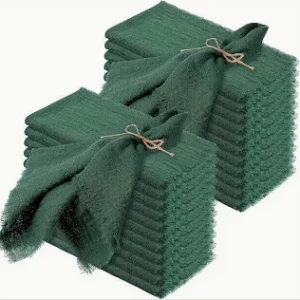 Serviettes de table en gaze de coton vertes